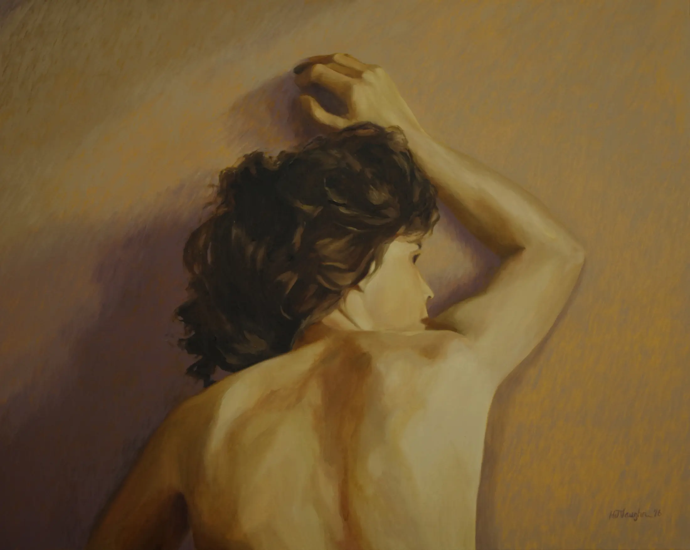 A painting of a naked man with long hair