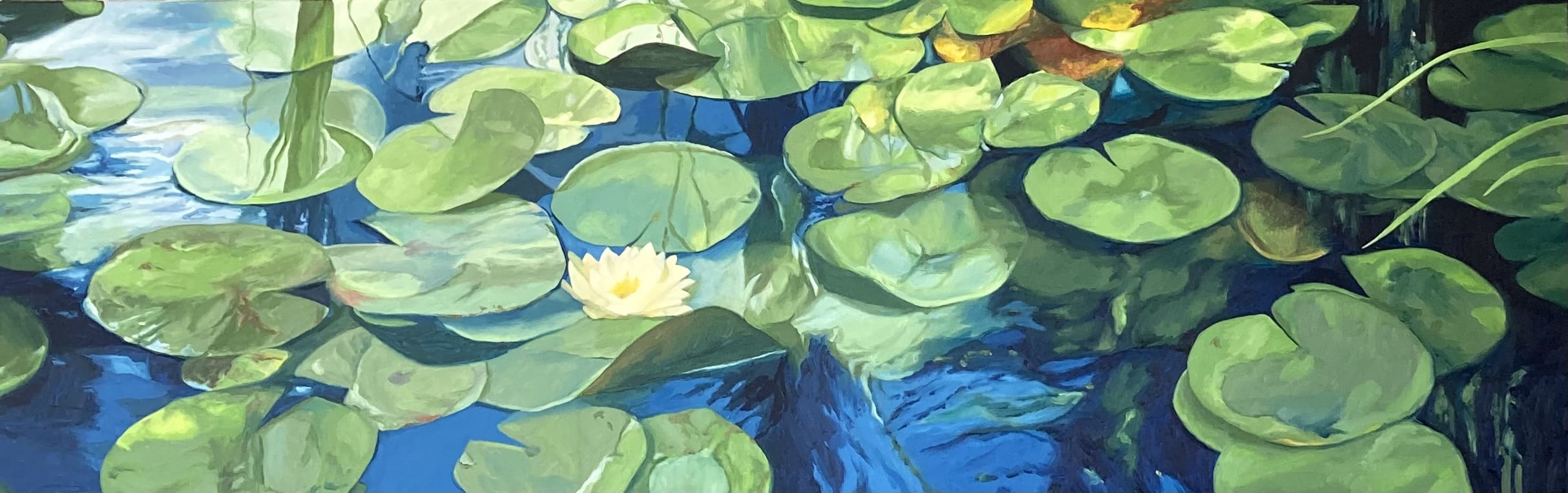 A painting of water lilies in the pond